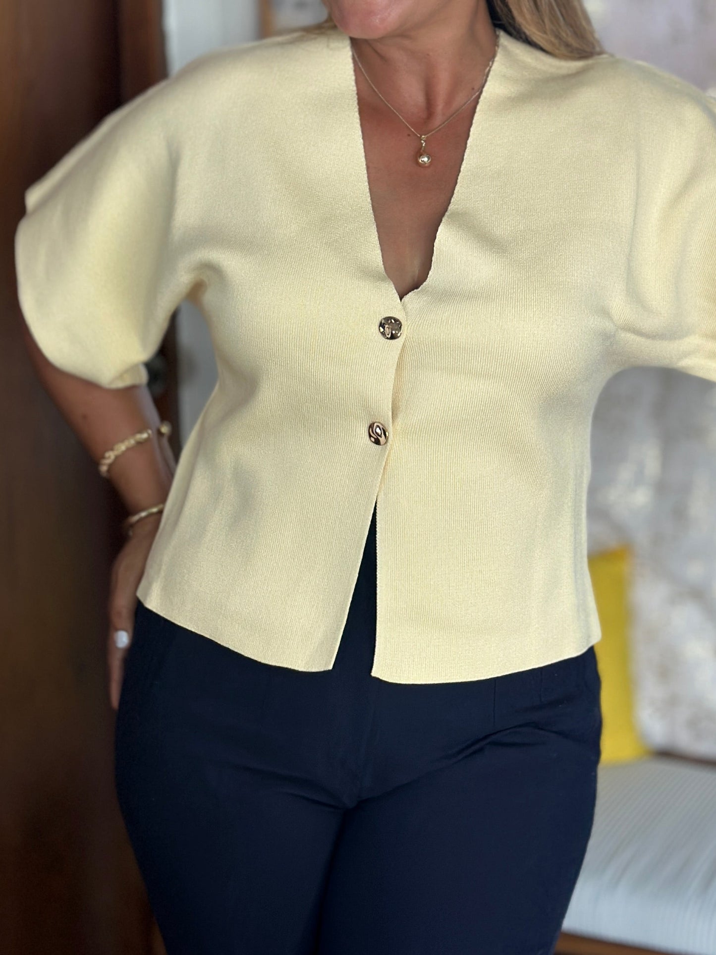 Destellos Fine Knit Cardigan Top