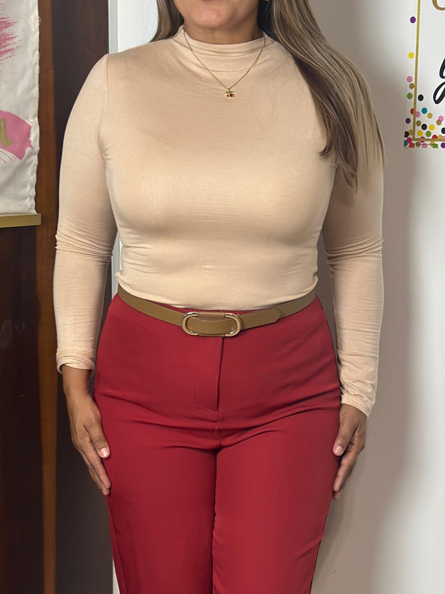 Destellos Sky Blue Luxe Mock Neck Top🩵