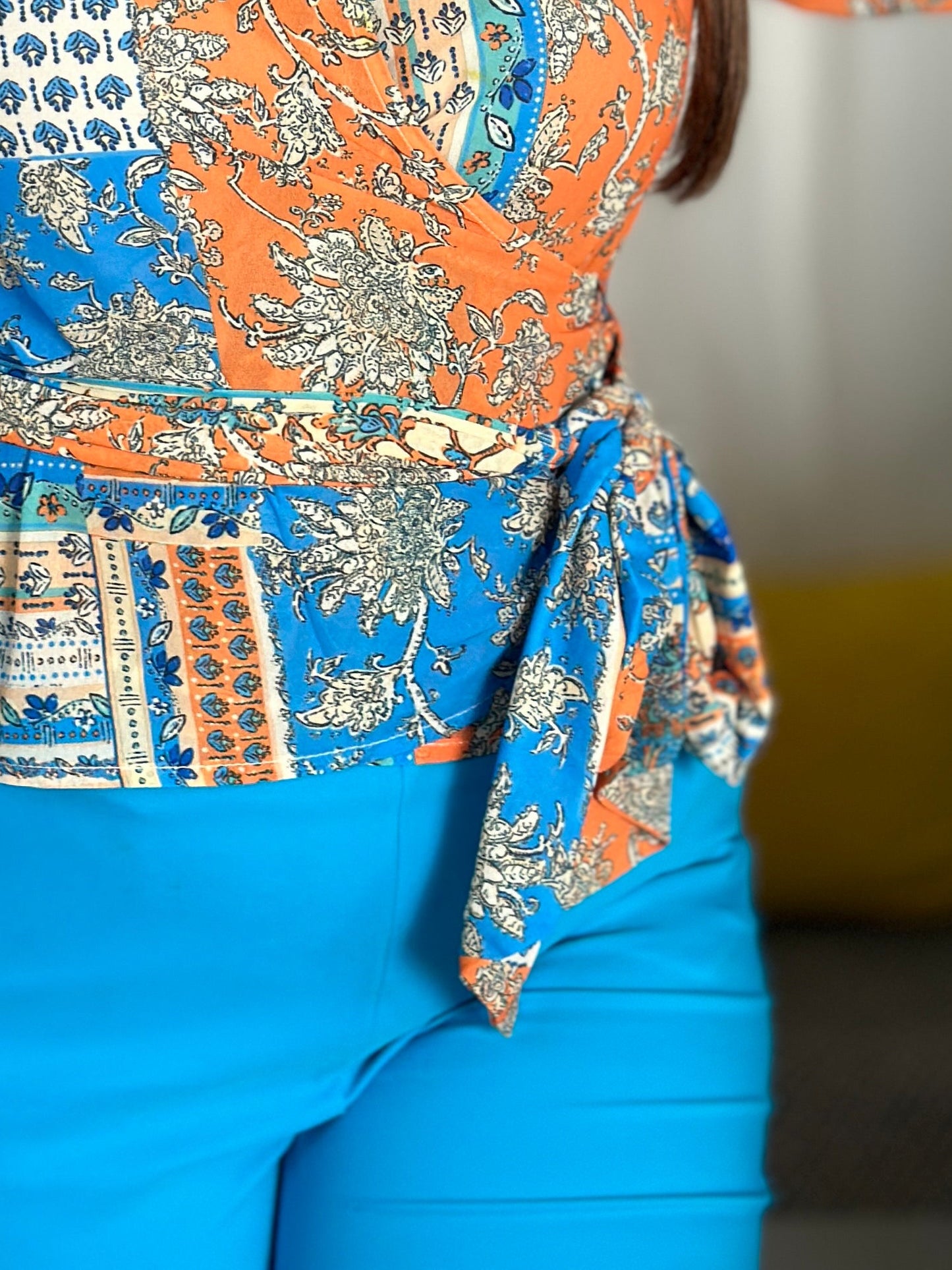 Destellos Blue Sunset Wrap Blouse