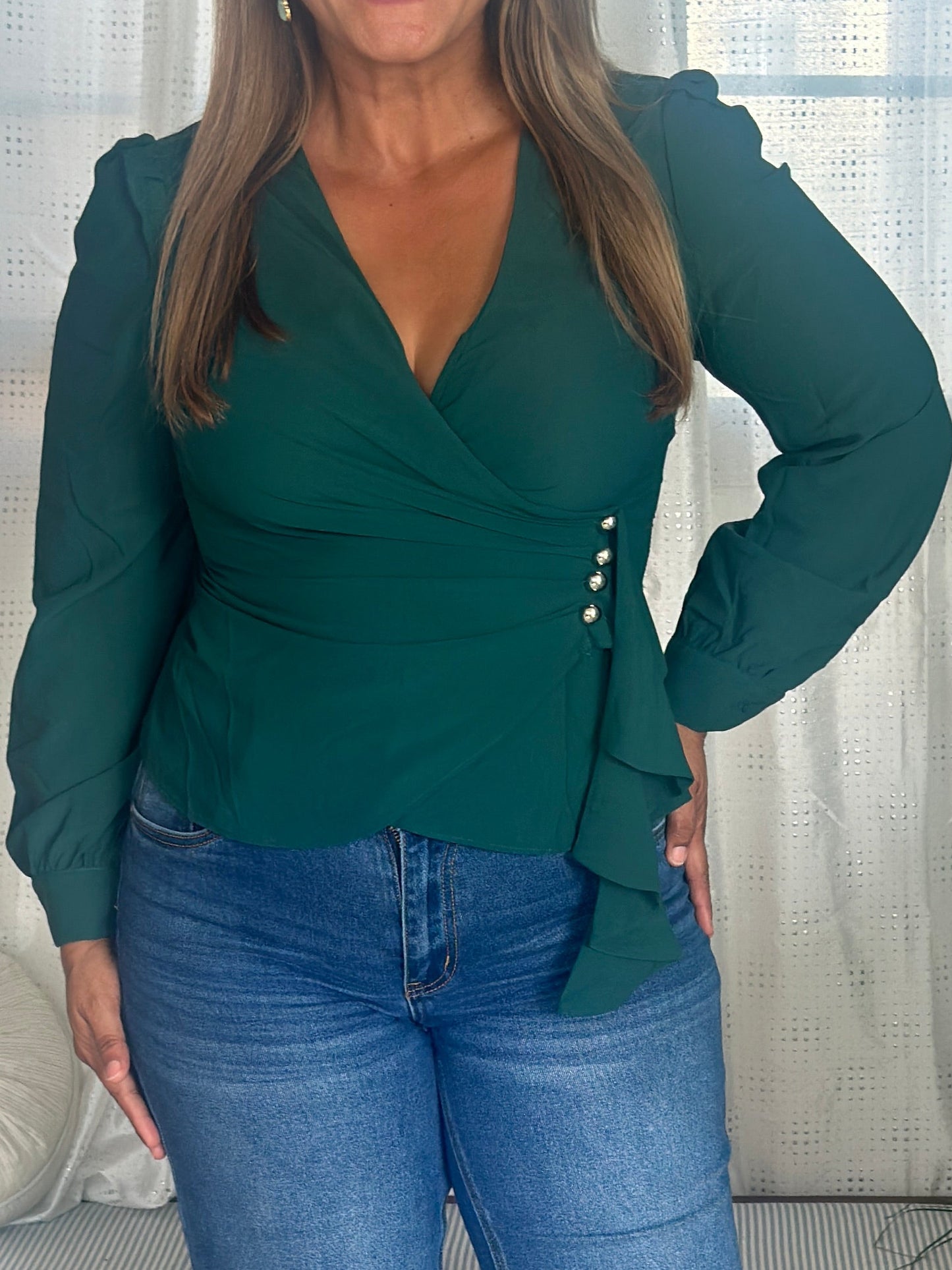 Destellos Sienna Green Blouse