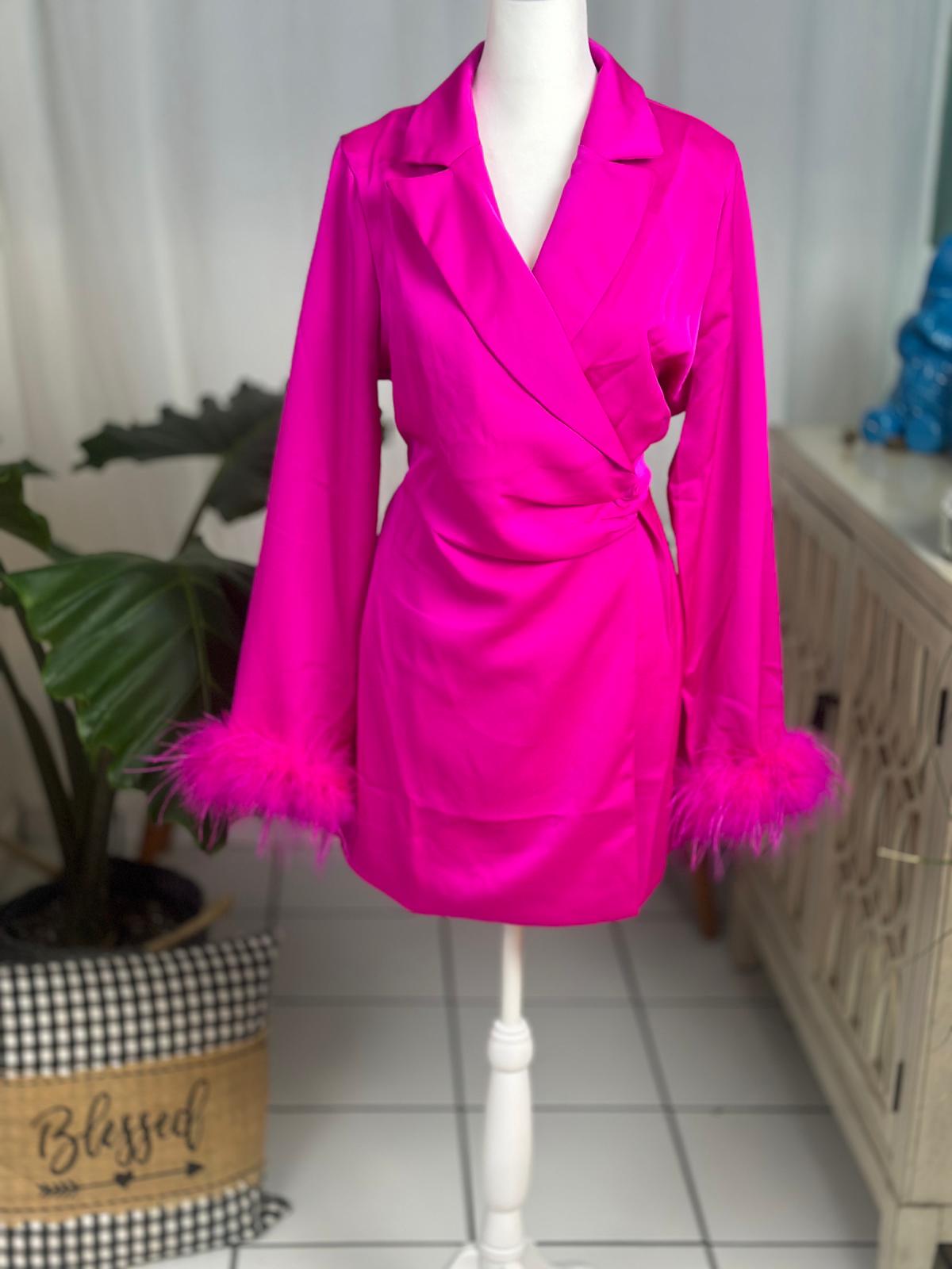 Destellos Feather Cuff Fuchsia Romper