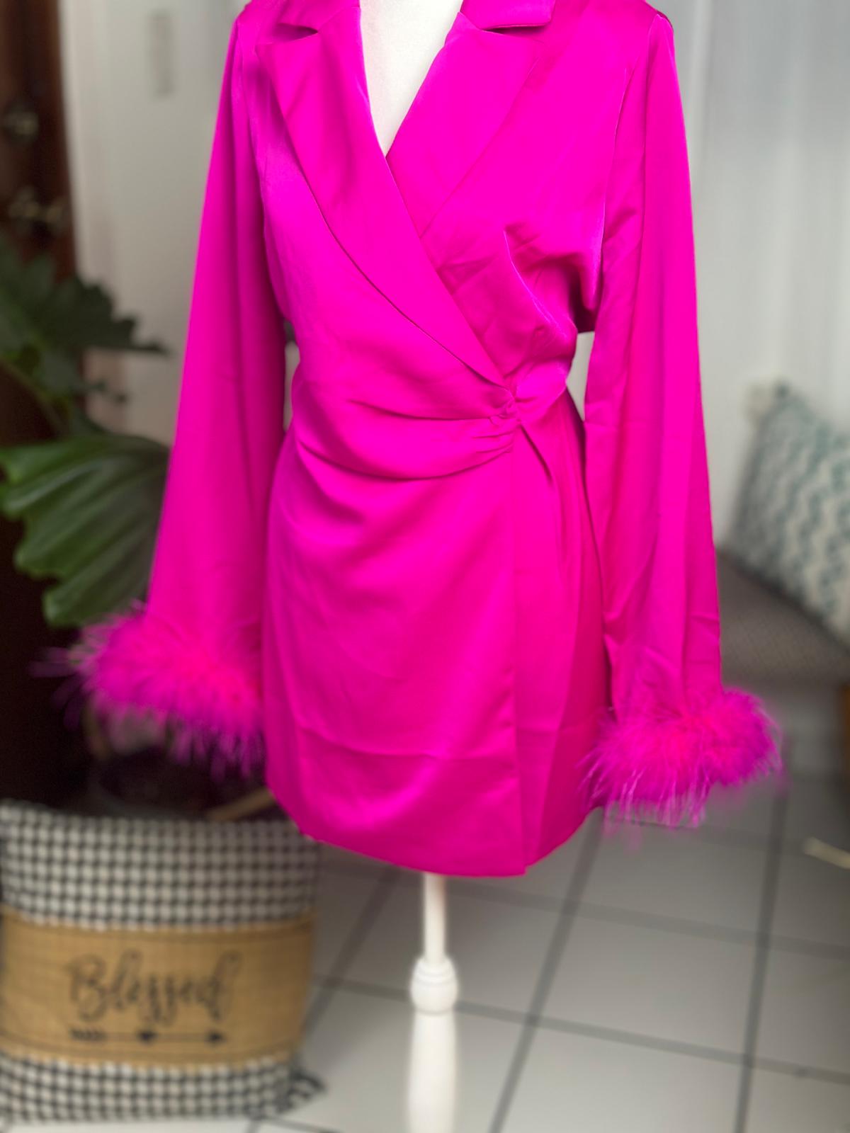 Destellos Feather Cuff Fuchsia Romper