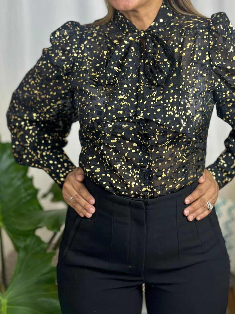 Destellos Burnout Splatter Foil Blouse