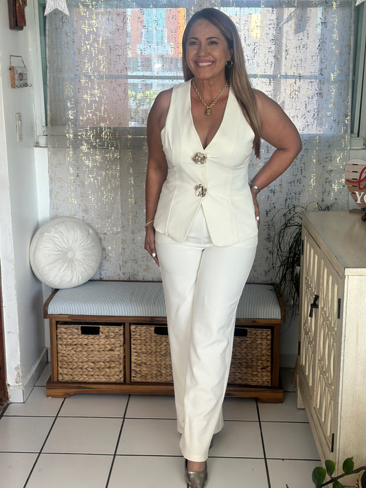 Destellos Ivory Vest & Pants Set