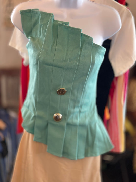 Destellos Asymmetrical Green Top