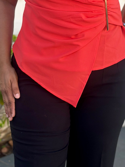 Destellos Coral Asymmetrical Top