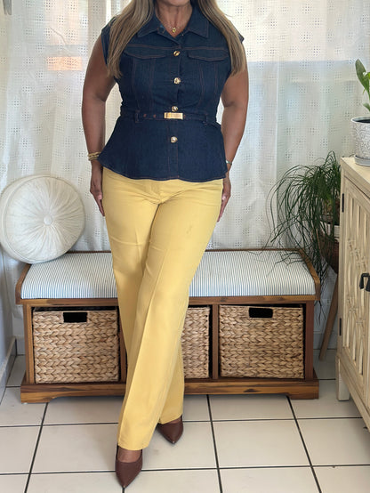 Destellos Dark Denim Peplum Top
