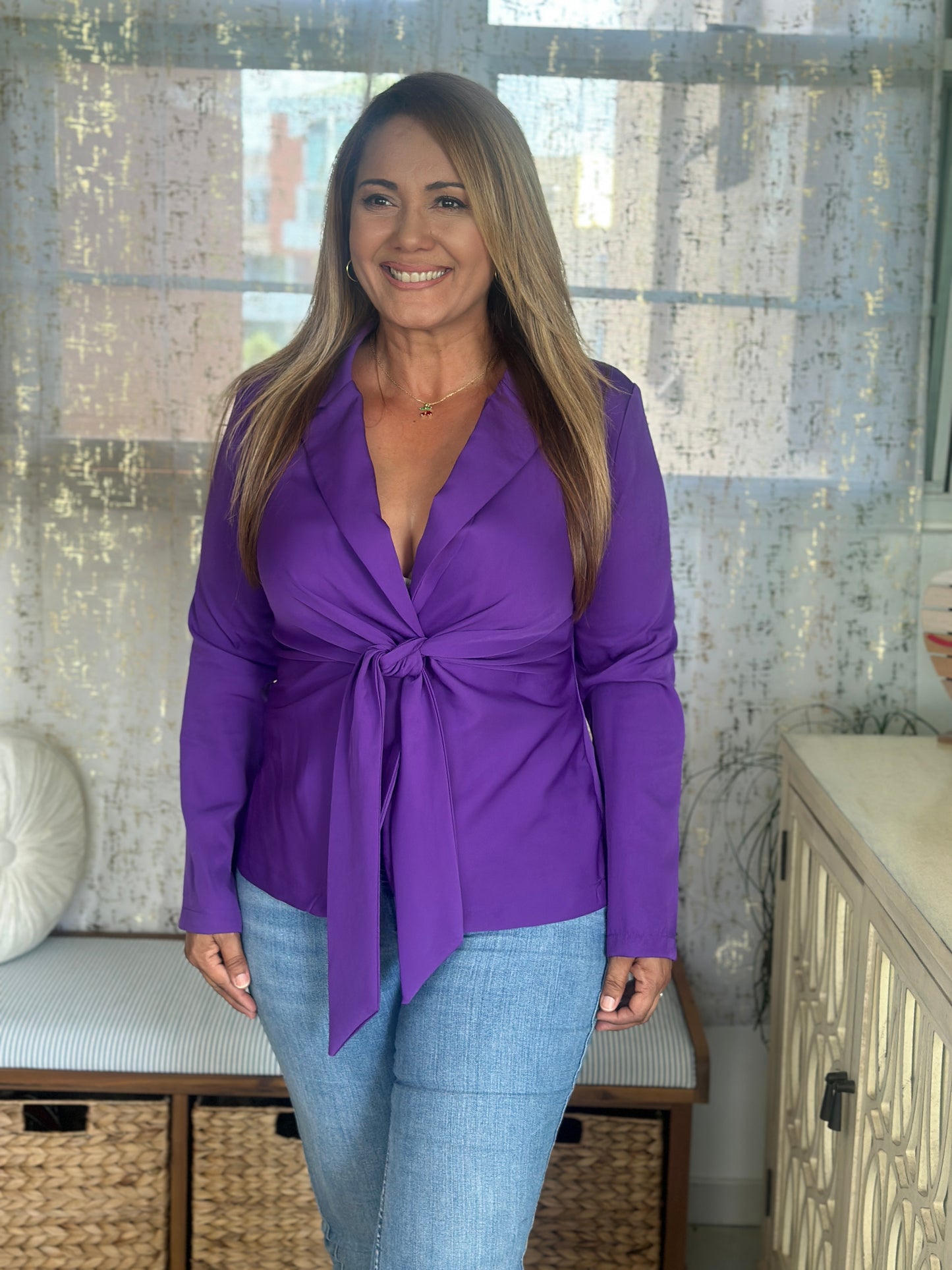 Destellos Purple Collar Blazer