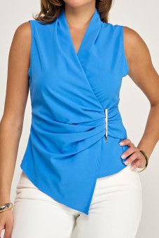 Destellos Coral Asymmetrical Top