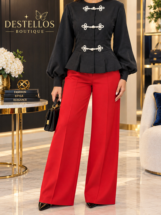 Destellos Midnight Chic Mandarin Blouse
