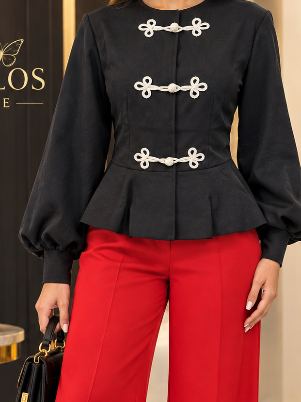 Destellos Midnight Chic Mandarin Blouse
