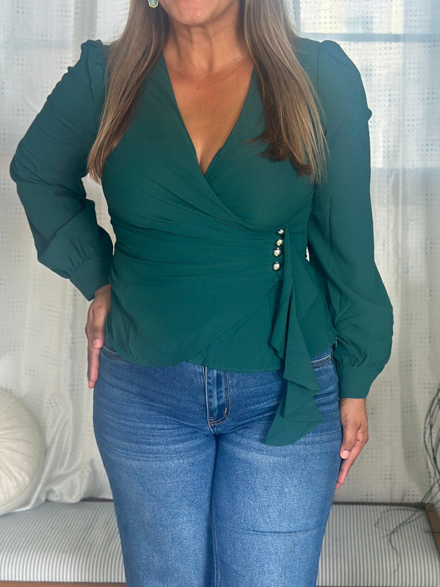 Destellos Sienna Green Blouse
