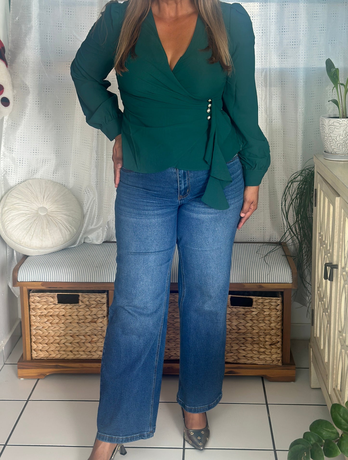 Destellos Sienna Green Blouse